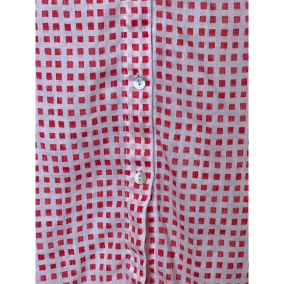 C&C California Red & White Checkered Linen Button-Up Shirt M Coastal Beach - Picture 9 of 11